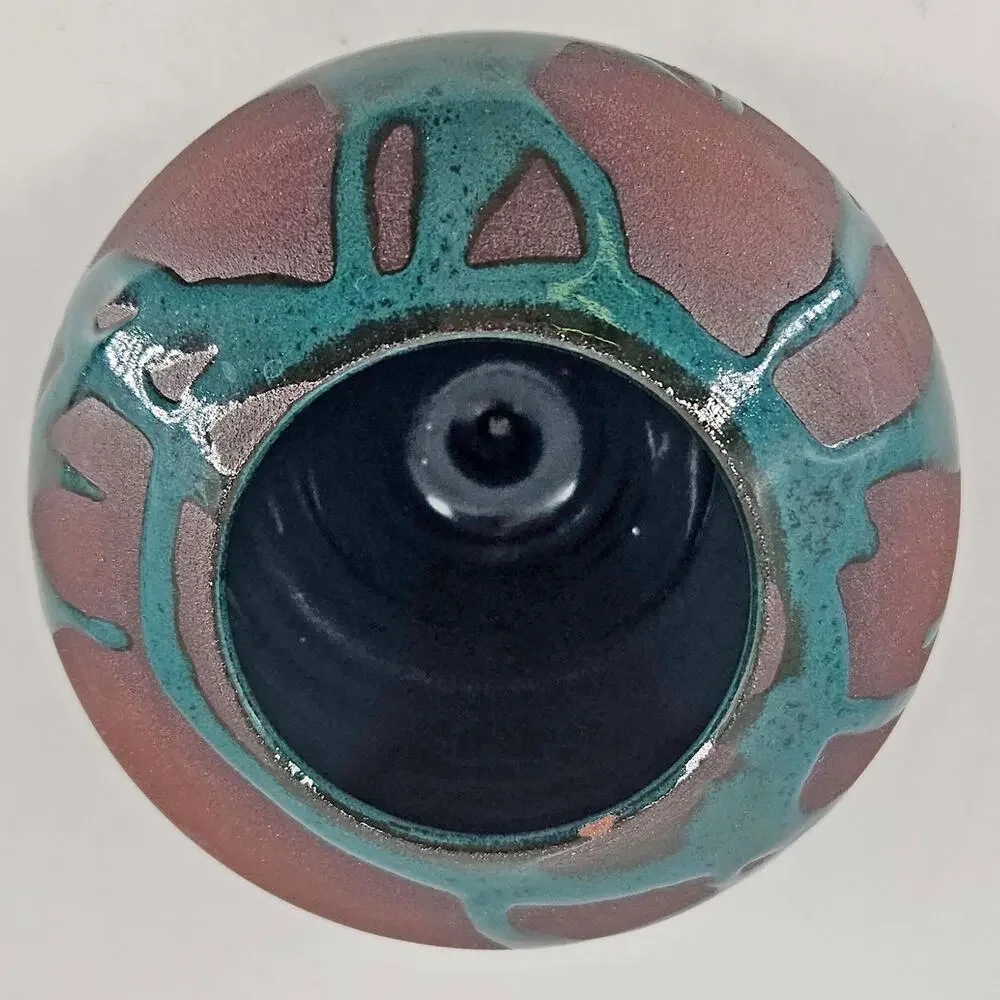 Vintage Studio Art Pottery signed Jon Mehr Tenmoku redware vase